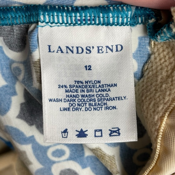 Lands End Tankini Swim Top Geometric Design Detachable Straps Underwire Bra 12 - Picture 14 of 14